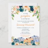 Peach en Navy Blue Pumpkins Baby shower Kaart (Voorkant)
