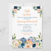 Peach en Navy Blue Pumpkins Vrijgezellenfeest Kaart (Voorkant)