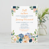 Peach en Navy Blue Pumpkins Vrijgezellenfeest Kaart (Staand voorkant)