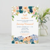 Peach en Navy Blue Pumpkins Vrijgezellenfeest Kaart (Staand voorkant)