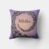 Peach en Paarse Damask Monogram Kussen (Achterkant)
