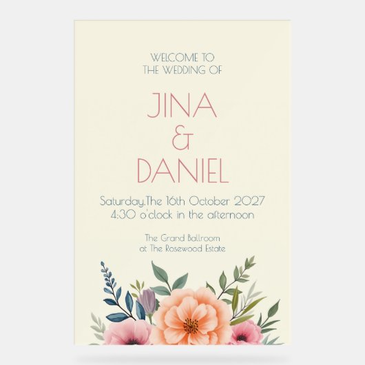 Peach en Petal Dream Acryl Bord (Voorkant)