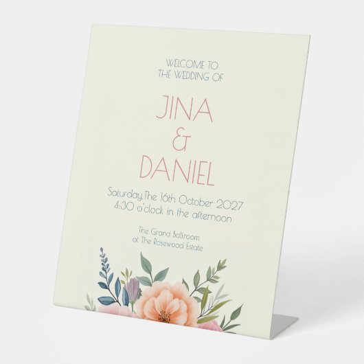 Peach en Petal Dream Reclamebord Met Voetstuk (Voorkant)