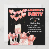 Peach en Pink Galentine's Day Party Kaart (Voorkant)