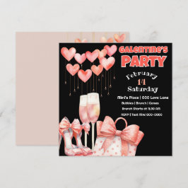 Peach en Pink Galentine's Day Party Kaart