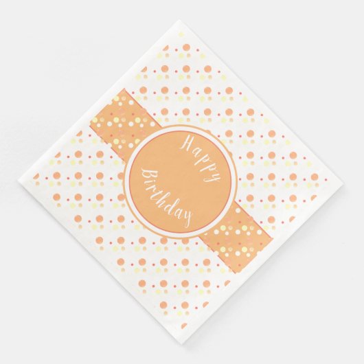 Peach en Polka Dot Happy Birthday Papieren servett Servet (Hoek)