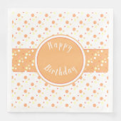 Peach en Polka Dot Happy Birthday Papieren servett Servet (Voorkant)
