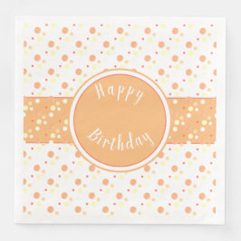 Peach en Polka Dot Happy Birthday Papieren servett Servet