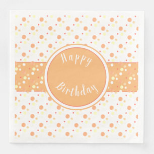 Peach en Polka Dot Happy Birthday Papieren servett Servet
