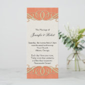 Peach en Sage Elegant Scroll Bruiloft Programma Programmakaart (Staand voorkant)