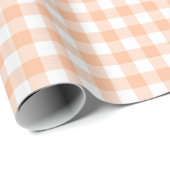 Peach en White Country Gingham Cadeaupapier (Rol Hoek)