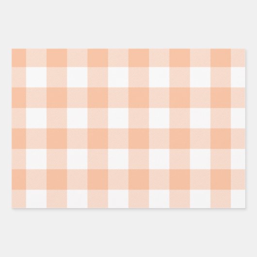 Peach en White Country Gingham Inpakpapier Vel (Voorkant 3)