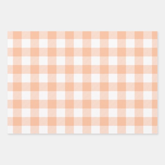 Peach en White Country Gingham Inpakpapier Vel (Voorkant 2)