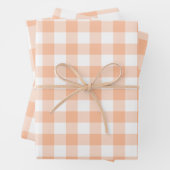 Peach en White Country Gingham Inpakpapier Vel (In situ)