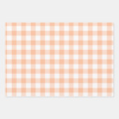Peach en White Country Gingham Inpakpapier Vel (Voorkant)