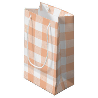 Peach en White Country Gingham Klein Cadeauzakje