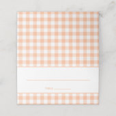 Peach en White Country Gingham Plaatskaartje (Buitenkant ongevouwen)