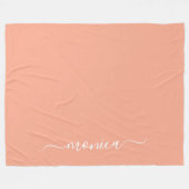 Peach en White Girly Handtekening Naam Fleece Deken (Voorkant (Horizontaal))