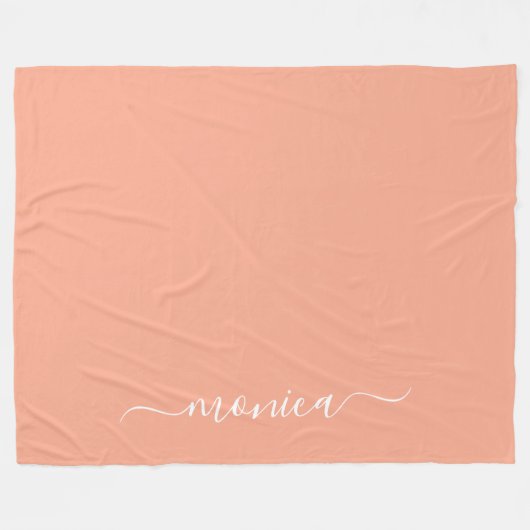 Peach en White Girly Handtekening Naam Fleece Deken (Voorkant (Horizontaal))