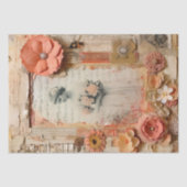 Peach Ephemera Wedding Garden Floral Decoupage Tissuepapier (Voorkant)