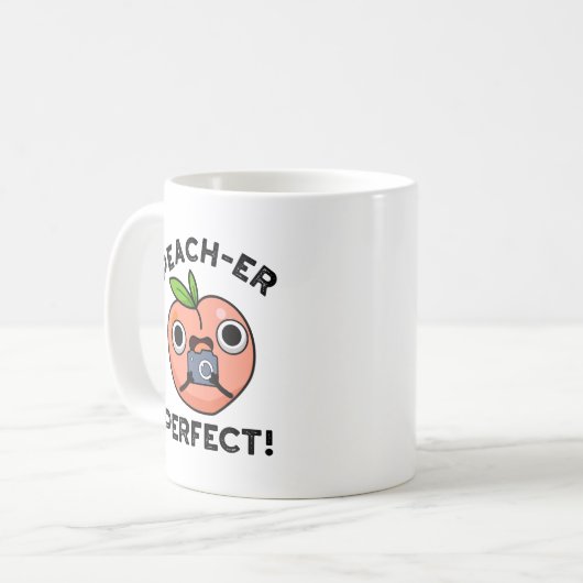 Peach-er perfecte grappige perzik woordspeling koffiemok (Voorkant links)