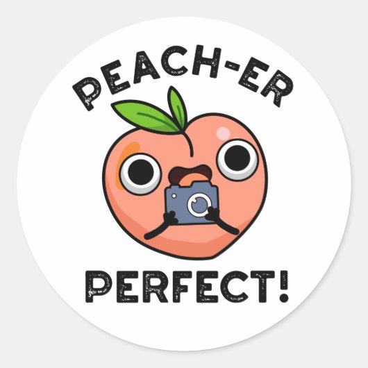 Peach-er perfecte grappige perzik woordspeling ronde sticker (Voorkant)