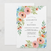 Peach Ethereal Flora Wedding Kaart (Voorkant / Achterkant)