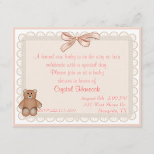 Peach Eyelet Sweet Baby shower Invitation Kaart