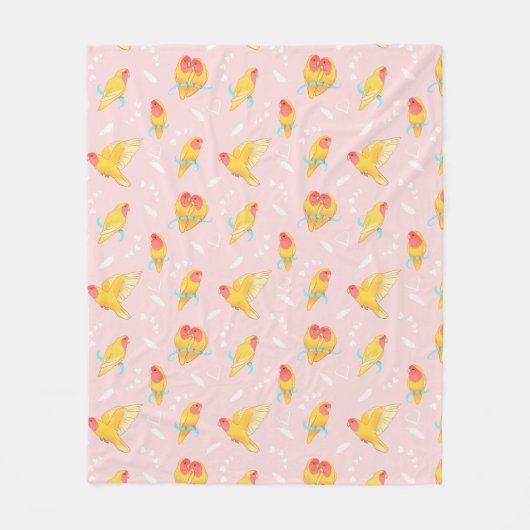 Peach Faced Lutino Lovebird Fleece Deken (Voorkant)