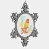 Peach Faced Lutino Lovebird Tin Sneeuwvlok Ornament (Links)