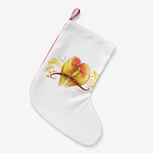 Peach Faced Lutino Lovevogels Kleine Kerstsok (Voorkant (Hangend))