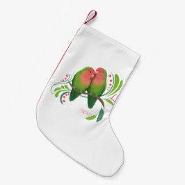Peach facevogels kleine kerstsok