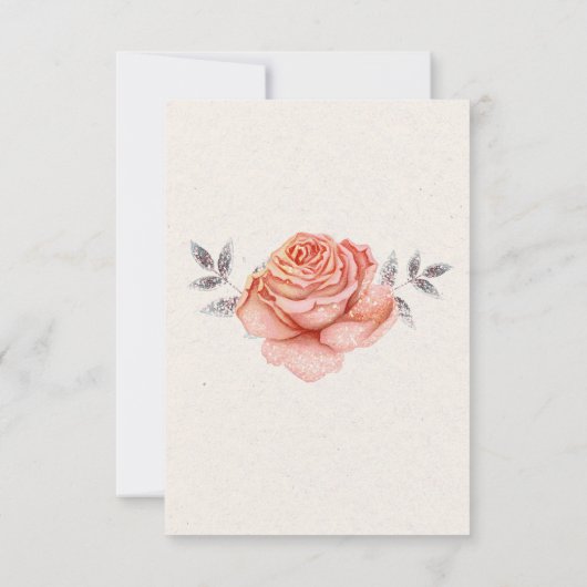 Peach Fairy Tale Glitter Roos leest RSVP Antwoord (Achterkant)