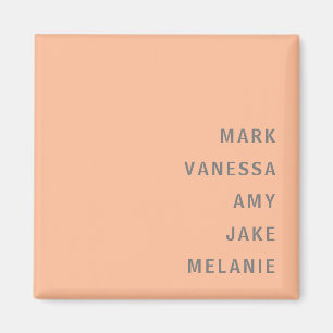 Peach Familienamen Monogram Minimalistische Grijze Magneet