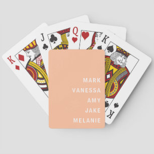 Peach Familienamen Monogram Minimalistische Witte  Pokerkaarten