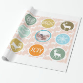 Peach Family Photo Reindeer Kerstmis Merry Bright Cadeaupapier (Uitgerold)
