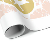 Peach Family Photo Reindeer Kerstmis Merry Bright Cadeaupapier (Rol Hoek)