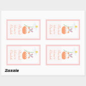 Peach fifi daisy bunny bookplate rechthoekige sticker (Vel)