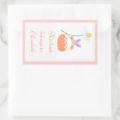 Peach fifi daisy bunny bookplate rechthoekige sticker (Tas)