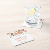 Peach Fijne Floral Wedding Shower Kartonnen Onderzetters (Insitu)