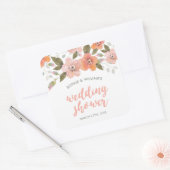 Peach Fijne Floral Wedding Shower Vierkante Sticker (Envelop)