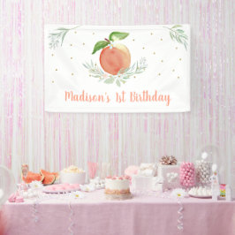 Peach Floral 1st Birthday Spandoek