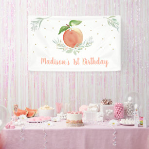 Peach Floral 1st Birthday Spandoek