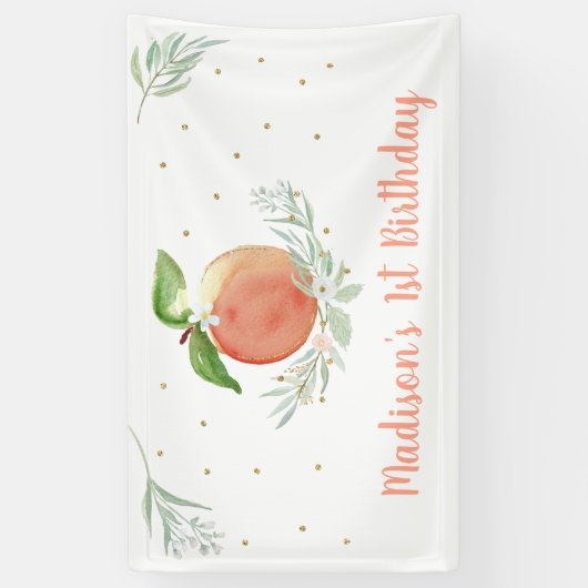 Peach Floral 1st Birthday Spandoek (Verticaal)