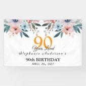  Peach Floral 90th Birthday 90 Years Loved Banner (Horizontaal)