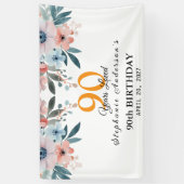  Peach Floral 90th Birthday 90 Years Loved Banner (Verticaal)