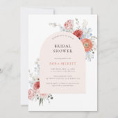 Peach Floral Arch Bridal Shower Kaart (Voorkant)