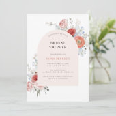 Peach Floral Arch Bridal Shower Kaart (Staand voorkant)