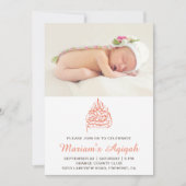 Peach Floral Baby Girl Foto Aqiqah Kaart (Voorkant)