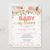 Peach Floral Baby in Bloom Invitation Kaart (Voorkant)